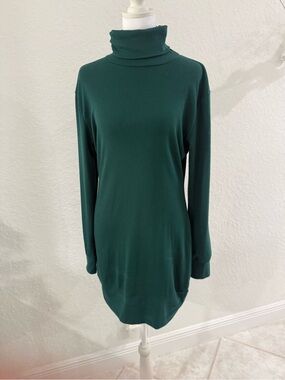 Turtleneck Long Sleeve Dress in Forest Green
